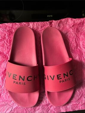 Givenchy Pink Logo Slide Sandals
